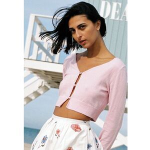 Ciao Lucia Soft Pink Cropped Cardigan